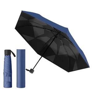 Paraguas Plegable de Tres Secciones, Ultra Ligero, de Tela Pongee, con 6 Varillas, Diseño Moderno, Protección Solar y Contra la Lluvia, Fácil de Plegar, con Logotipo - Product Image 1