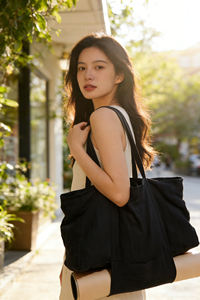 Sac de Pilates personnalisé de haute qualité en toile recyclée grande capacité sac de toile de Yoga robuste sac fourre-tout de Yoga multifonctionnel - Product Image 3