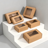 Boîte en kraft écologique personnalisée en gros avec logo, boîte d'emballage en papier avec fenêtre transparente, petit coffret cadeau