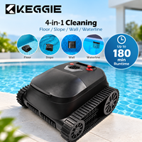 Robot nettoyeur de piscine mural KEGGIE CE RoHS, 4500 mAh, autonomie de 180 minutes, 3 moteurs sans balais, double brosse à rouleaux, navigation intelligente