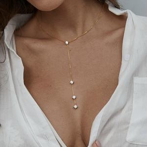 <span class=keywords><strong>Foxgirl</strong></span> Lariat Personnalisé En Argent Sterling Inoxydable En Gros Bijoux De Mode En Forme De Y Long Collier pour Les Femmes - Product Image 6