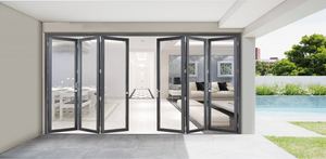 Prix de gros personnalisé Porte pliante intérieure en aluminium <span class=keywords><strong>noir</strong></span> avec système de pliage en verre isolé - Product Image 4