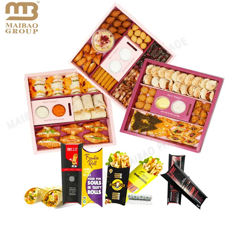 Shawarma Verpakking Burrito Wrap Box, Eco-Vriendelijke Verpakking Custom Kartonnen Papieren Dozen Pizza Hut Triple Traktatie Doos