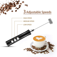 Fouet électrique à main Rechargeable, mousseur à café avec 3 fouets en acier inoxydable, 3 vitesses réglables
