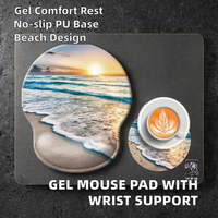 Tapis de souris de jeu rond antidérapant avec repose-poignet pour soulager la douleur, idéal pour l'ordinateur/le bureau - Thème Plage