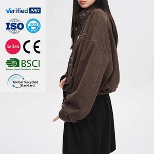 Giacca Bomber Vintage da <span class=keywords><strong>Donna</strong></span> 2026 SS, Stile Workwear <span class=keywords><strong>Oversize</strong></span> Corto con Tasche Cargo, <span class=keywords><strong>Trench</strong></span> Coat alla Moda - Product Image 2