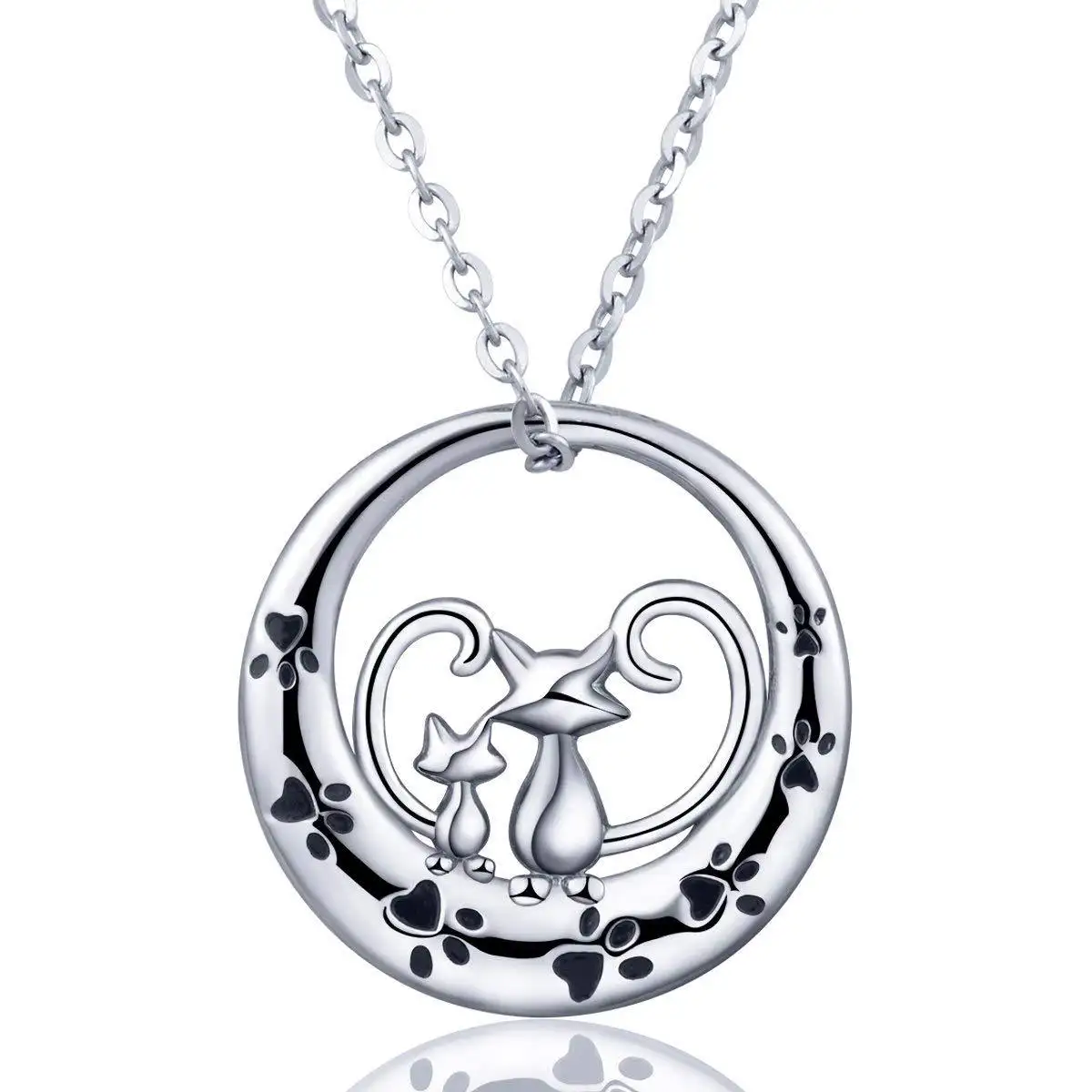 Cute cat mother's day jewelry gift sterling silver 925 chain necklace jewelry silver 925 sterling pendant