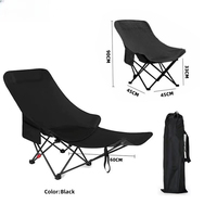 Chaise de camping moderne inclinable réglable, chaise longue pliante portable avec repose-pieds, porte-gobelet et appui-tête, mobilier d'extérieur