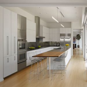 מודרני לבן צבע גבוהה סוף מטבח ארונות עיצובים עם נירוסטה מקרר - Product Image 5