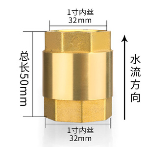 Clapet anti-retour tout en cuivre, filetage interne 1 pouce, pour tuyau d'eau, direction de débit verticale - Product Image 1