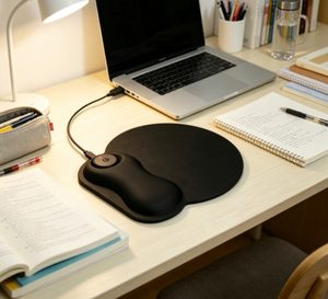 Tapis de souris chauffant en graphène, support ergonomique pour le poignet, tapis de souris chauffant USB avec contrôle par bouton, toucher doux pour le travail au bureau et sur ordinateur portable - Product Image 4