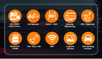 Cámara para Coche con Grabación de Video 4G LTE 4K y 1K, Doble Lente, ADAS/BSD, GPS, Monitoreo de Estacionamiento 24 Horas, Impermeable y Visión Nocturna
