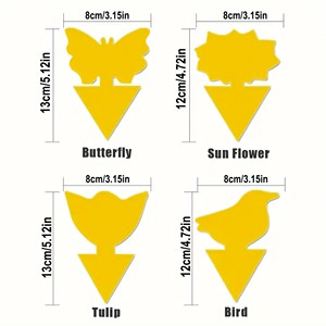 Pièges à insectes collants jaunes non toxiques, double face, forme papillon et triangulaire, <span class=keywords><strong>attrape</strong></span>-moucherons et mouches à fruits pour plantes et cuisine - Product Image 5