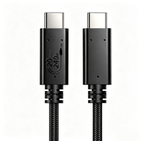 Kabel USB C ke USB C USB 4 240W, Transfer Data 20Gbps, Pengisian Cepat 48V 5A, Kompatibel 5K 4K Thunderbolt 4/3, Jalinan Nilon