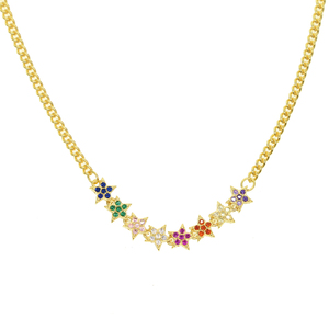 Christmas Gift rainbow Multi Color Star Charm Link Chain Choker Gorgeous Women <strong>Statement</strong> <strong>Necklace</strong> Cuban Chain Choker - Product Image 5
