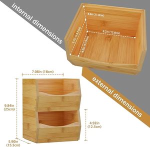 2 pezzi di bambù del bancone della <span class=keywords><strong>cucina</strong></span> scaffale di stoccaggio anteriore apertura impilata scatola di immagazzinaggio cibo secco spezie caffè tè armadietto organizzatore - Product Image 2