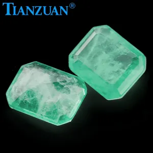 Naturale cristallo di quarzo pietra allentata aggiungere luce di vetro di colore verde allentato pietre preziose taglio smeraldo