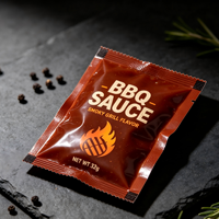Sachet d'emballage personnalisé haut de gamme pour poudre d'assaisonnement BBQ, scellé sur 3 côtés avec encoche de déchirement