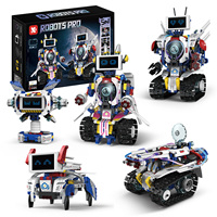 Robot télécommandé 5 en 1, blocs de construction de puzzle, multifonctionnel, programmation par application à quatre canaux, jouets éducatifs STEM pour enfants