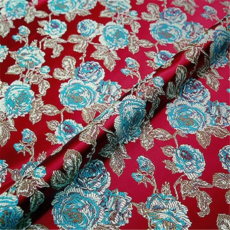 Strong Textile Beautiful Rose Flower Jacquard Brocade Fabric for Lady Elegant Skirt Suit