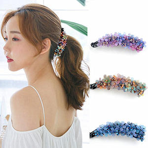 Coletero de moda para niña, pinza para el pelo con flor simple, acrílico, plátano - Product Image 2