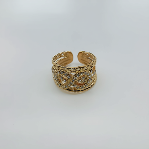 Anillos de Moda de Acero Inoxidable 316L con Baño de Oro PVD y Decoración de Diamantes de Imitación, Anillo Ajustable para Mujer, Accesorio de Joyería - Product Image 2