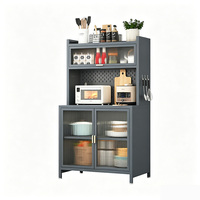 Armoire de cuisine anti-poussière avec étagère réglable, grande capacité, buffet en acier, meuble de rangement moderne pour salle à manger