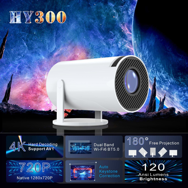 HY300Pro+ LCD LED Smart Android Phone Projecteur HD Home Theater Ciema Proyector Mini Portable Game Projector
