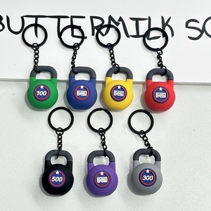 Llaveros Personalizados al por Mayor de Goma 3D con Forma de Disco de Pesas, <span class=keywords><strong>Mini</strong></span> Kettlebell, Mancuerna, Barra de Pesas - Product Image 5