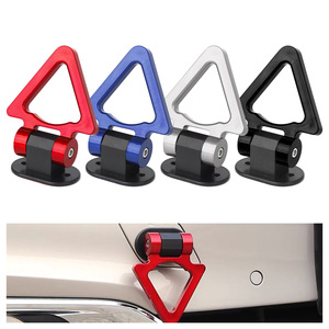 Kit universel de crochet de remorquage pour voiture, anneau triangulaire en aluminium, rouge, bleu, noir, blanc, 2 trous, ajustement universel - Product Image 2