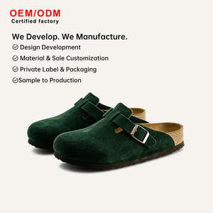 รองเท้าแตะส้นไม้ Clog Revival สำหรับผู้หญิง หนังนูบัค หนังกลับ แบบสวม สบาย ไม่ลื่น ขายส่งจากโรงงาน - Product Image 1