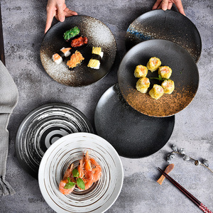 Vajilla de Porcelana Japonesa Retro Personalizada, Plato de Postre de Cerámica Marrón, Juego de Platos de Cerámica para Bodas y Fiestas - Product Image 5