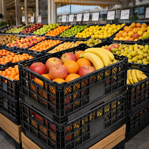 Paniers de rangement pliables en plastique recyclable et écologiques, empilables, pour supermarchés, entrepôts, logistique - Product Image 6