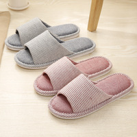 Zapatillas de algodón de estilo japonés para mujer, zapatos de interior antideslizantes informales para primavera y otoño, piel suave de PVC fabricada por Acme Company