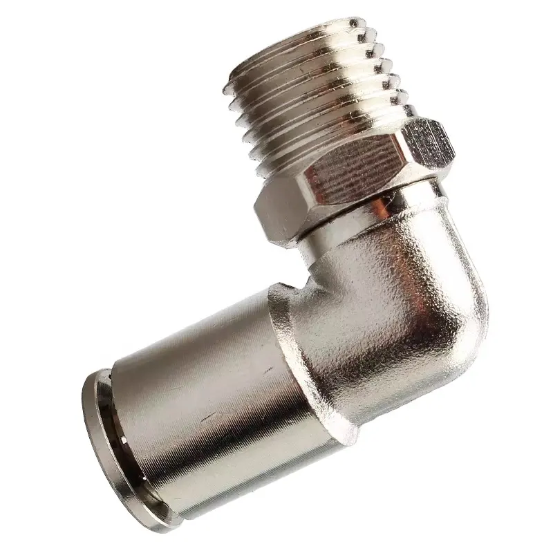 high temperature high pressure MPL8-02 8mm thread BSP 1/4 double sealing male elbow connector metal brass push in fitting