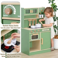 Set Mainan Dapur Hutan Kayu Anak-anak, Permainan Pura-pura dengan Suara dan Lampu, Aksesoris Makanan, Montessori Edukatif, Hadiah Permainan Peran