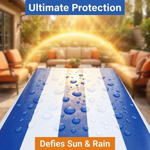 Bâche de protection antistatique anti-UV, résistante à la décoloration, à rayures bleues et blanches, en <span class=keywords><strong>PVC</strong></span> enduit, pour portes, fenêtres, entrées et auvents extérieurs - Product Image 3