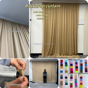Cortinas de fondo para boda LEDA, nuevo diseño, decoración para fiestas, cortina de fondo roja arrugada para bodas y fiestas - Product Image 6