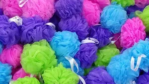 Spons Mandi Eksfoliasi Spons Loofah Plastik, Spons Mandi Mengkilapkan Spons Belakang