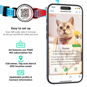 Smart ID Software QR Code Custom Fashion Luxury Nylon Anti-Hang Breakaway Cat Neck Collar con campana - Product Image 2