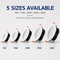 Plafonnier LED encastré dimmable 9W 15W 20W 30W, panneau fin en aluminium, CRI90 3000K, éclairage commercial intérieur