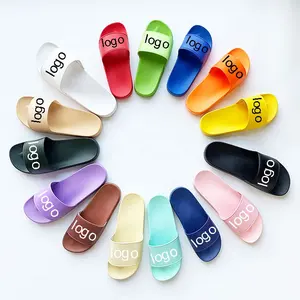 Wholesale Custom 3D Print OEM Logo Slide Slippers Sandales High Quality Female Flat Luxury Design Pvc Slippers For Women