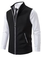 Chaleco de Punto con Cuello Alto y Cierre para Hombre, Chaleco sin Mangas con Bolsillos, Ropa de Abrigo Informal para Otoño e Invierno, Logotipo Personalizado