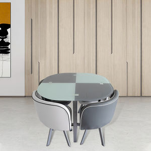 Set di Tavolo e Sedie Nordiche Personalizzate Economiche e di Tendenza, Set Moderno con Tavolo e 4 Sedie in Vetro - Product Image 1