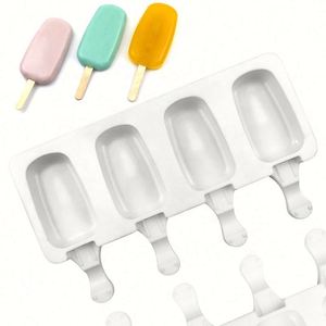 Moule à glaces écologique en silicone de qualité alimentaire, grande taille, 4 cavités, forme ellipse, réutilisable, non estampillé OEM/ODM - Product Image 1