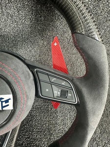 Volante in Fibra di Carbonio e Pelle per <span class=keywords><strong>Audi</strong></span> R8, TT Mk2, Mk3, B8, RS, TTS, TTRS, RS3, RS6, RS4, RS5, RS7, A3, D3, A4, A5, A6, C6, A7, A8, <span class=keywords><strong>A1</strong></span>, Q3, Q5, Q7 - Product Image 4