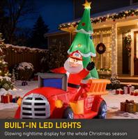 Camion de Père Noël gonflable avec arbre lumineux, décoration de Noël extérieure accrocheuse, fournitures de décoration, jouets cadeaux, décorations de Noël