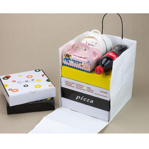 blanco de fondo cuadrado de comida rápida de embalaje de <span class=keywords><strong>mango</strong></span> retorcido kraft pizza sacar bolsas de papel para alimentos - Product Image 6