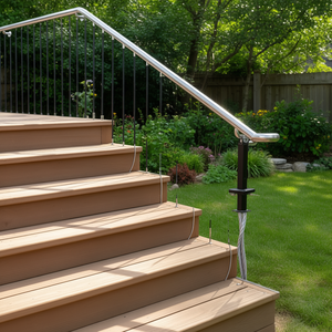 Cable Railing <b>Post</b> For Deck Stairs 42 X 0.98 X 1.97 In Brushed Stainless Steel Pre Drilled Mounting <b>Bracket</b> Kit - Product Image 2