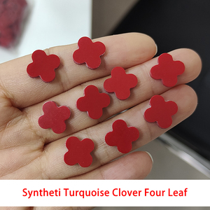 Turquesa sintética de color rojo, piedra suelta de turquesa roja con forma de trébol de cuatro hojas para joyería - Product Image 2